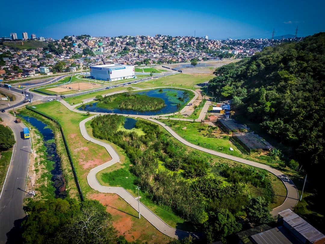 Vista aérea do Parque O Cravo e A Rosa